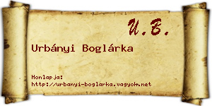 Urbányi Boglárka névjegykártya